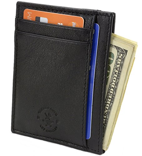 Hammer Anvil RFID Blocking Minimalist Genuine Leather Front Pocket Wallet Black