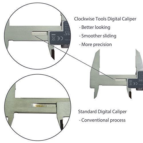 Clockwise Tools DCLR-0605 Electronic Digital Caliper Inch/Metric/Fractions Conversion IP54 Protection 0-6 Inch/150 mm Stainless Steel Body Super Large LCD Screen Auto Off Featured Measuring Tool (Cert