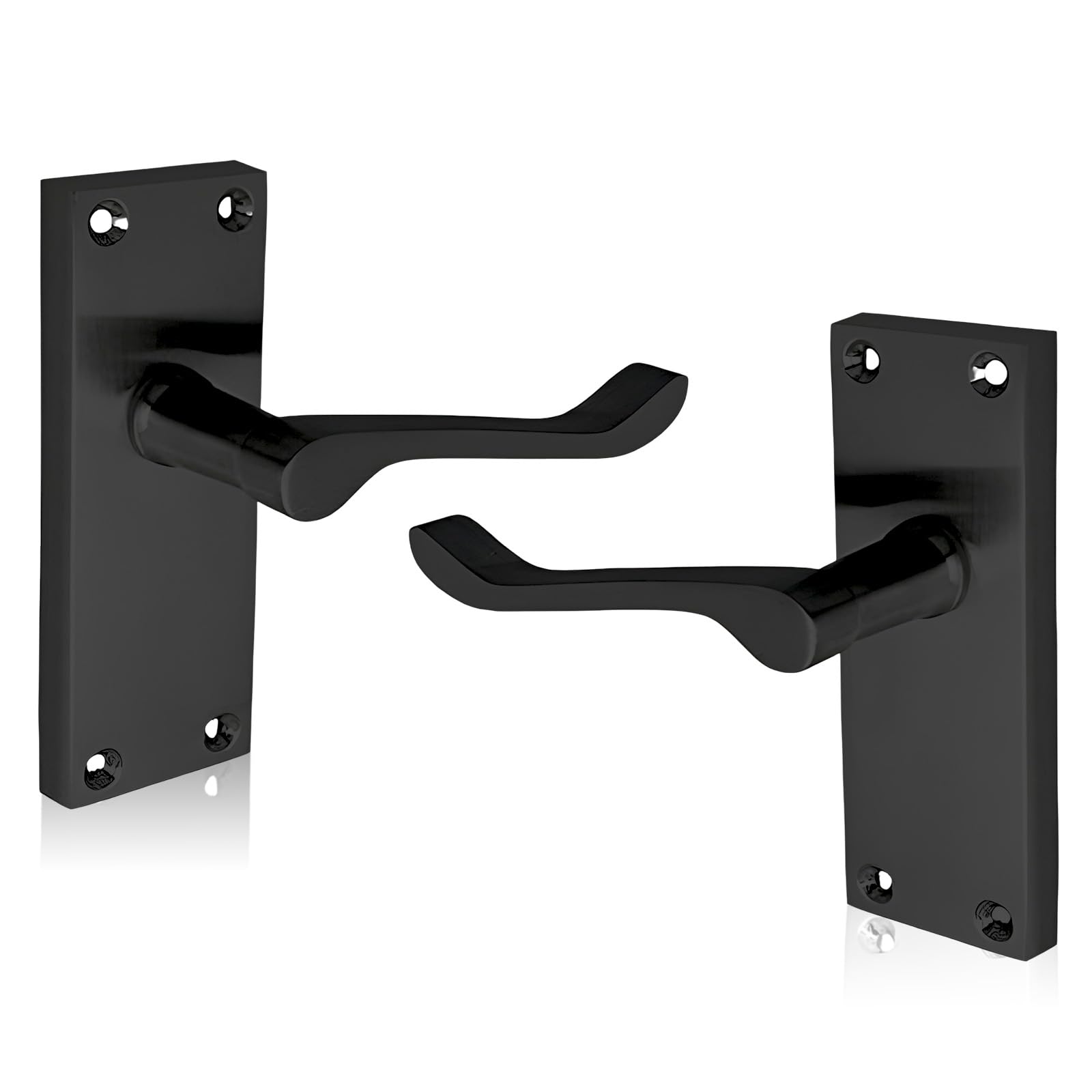 HANDLESTORE Victorina Scroll Door Handle - Matt Black Door Handles - Durable Zinc Bathroom Internal Lever Latch Handles for Doors - 1 Pair