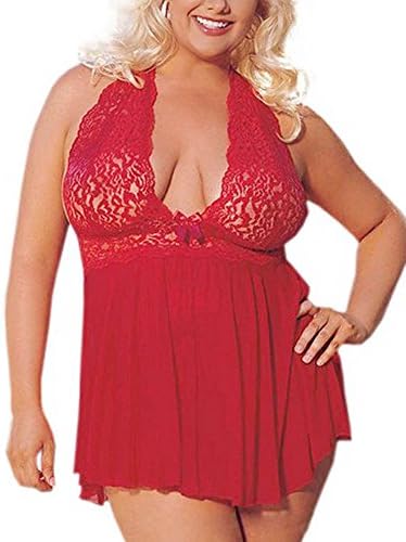 IWISHME Sexy Lingerie Babydoll Women Underwear with G-string (4XL, Red)