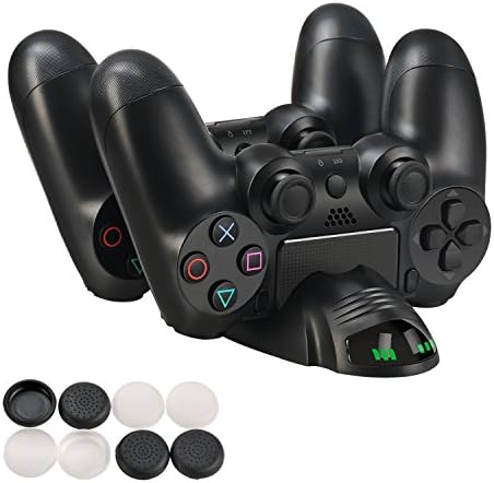 Prefeco DualShock 4 Dual USB Charging Station – PS4/PS4 Slim Controller Charger Dock – Private Design 6x LED Indicator , Dual USB Charger Charging Station Stand for Sony PlayStation 4 PS4 Controller