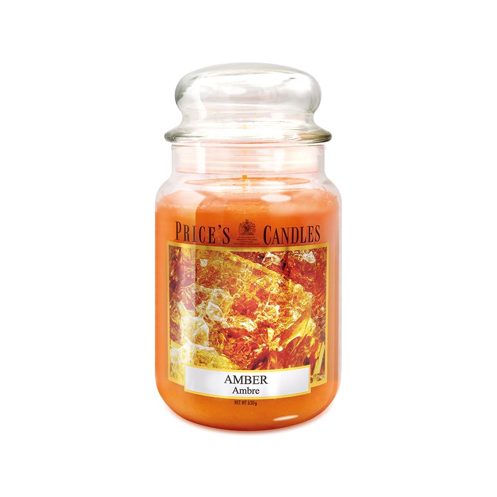 Price's - Amber Large Jar Candle - Sweet, Delicious, Quality Fragrance - Long Lasting Scent - Up to 150 Hour Burn Time
