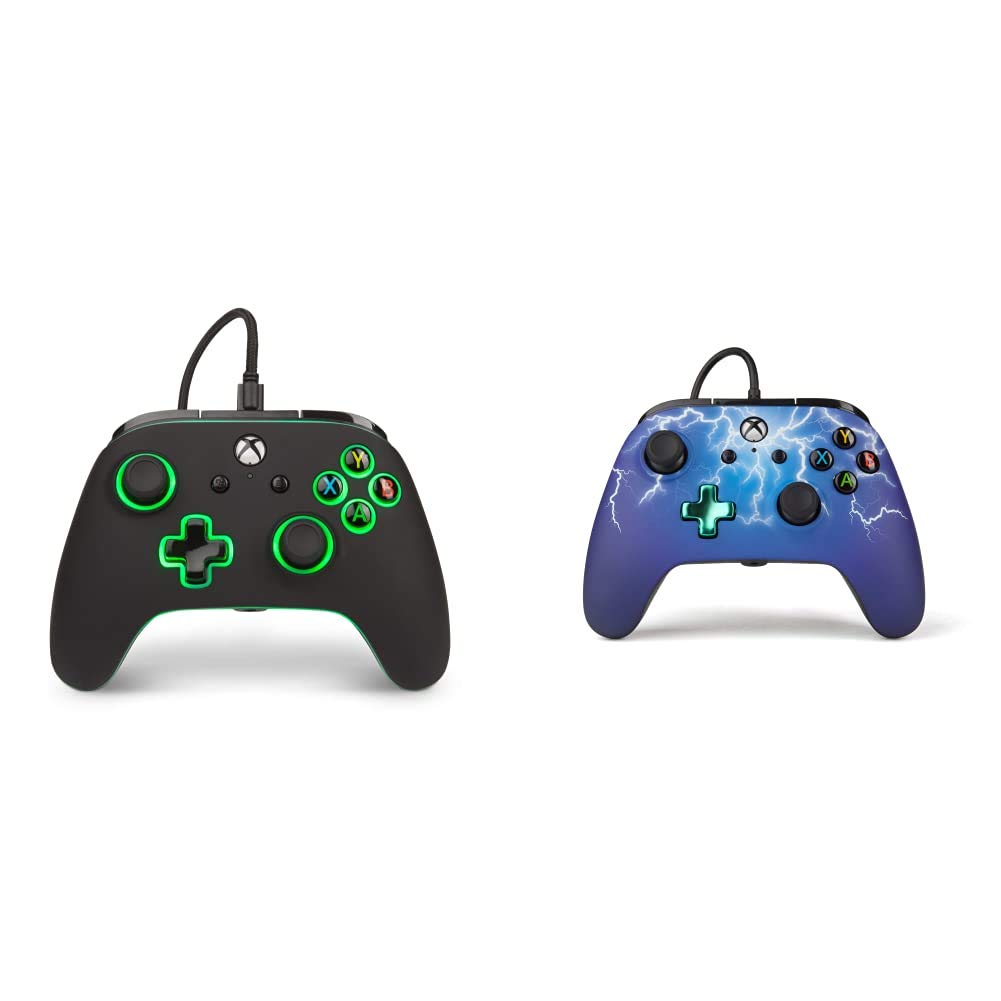 PowerA Spectra Enhanced Illuminated Wired Controller for Xbox One, X and Xbox One S - Xbox One & Enhanced Wired Controller for Xbox One - Spider Lightning