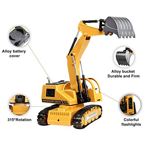 Remote Control Excavator Toy for Boys and Girls Excavator Toy for Toddlers Toy for Gifts Birthday Gift for Boys Toy Excavator with Flashing Lights (Upgrade Version)