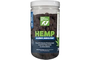 Only Natural Pet Allergy, Skin & Coat Hemp Soft Chews - Allergy Immune Bites for Dogs, Omega 3 Supplement, Hemp Oil - Calming Treats for Itchy Skin Relief, Hot Spot - (120 Count)
