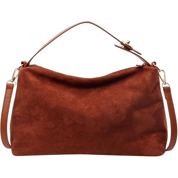 Amazon.com: Brown Suede Bags for Women Faux Suede Purse Handbag