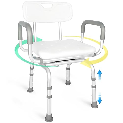 Swivel Shower Chair,Shower Chair with Arms and Back,Height