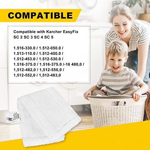 KEEPOW 5 Pack Steam Cleaner Pads Compatible with Karcher EasyFix SC2, SC3, SC4, SC5, Steam Cleaner Accessories for Karcher, Steam Mop Pads