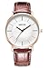 Kezzi Men's Minimalist Quartz Watch with Ultra-Thin Rose Gold and Calf Brown Leather k738