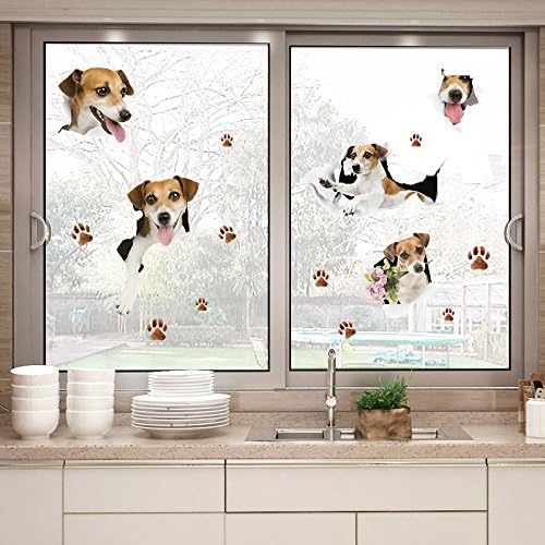 Realistic Cute Dog Bedroom Living Room Closet Refrigerator Corridor Glass Doors and Windows Removable Stickers 50 * 70Cm