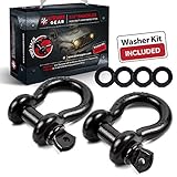 USWAY GEAR 3/4’’ D-Ring Shackles (2-Pack) 57,000 Lbs Breaking Strength & 9,500 Lbs Working Load + 4 Free Pcs Washer Kit Rings | Great for Vehicle Towing, Recovery, Stump Removal & More