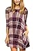 BOOSOULY 3/4 Sleeve Crew Neck Lattice Print Flowy A Line Dress Blouse Tunic for Women Beige L