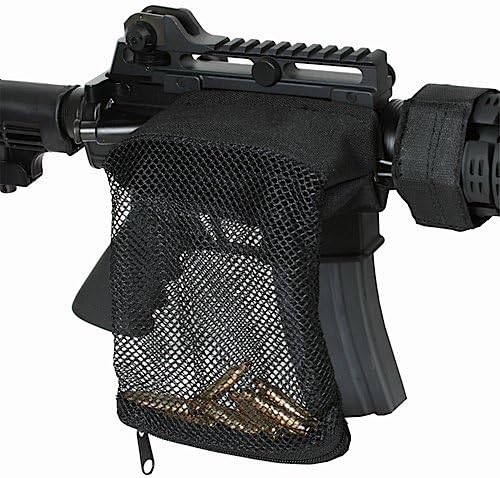 Outdoor Sports Gear Ammo Brass Shell Catcher Mesh Trap w/ Zippered Closure for Quick Unload (Black)