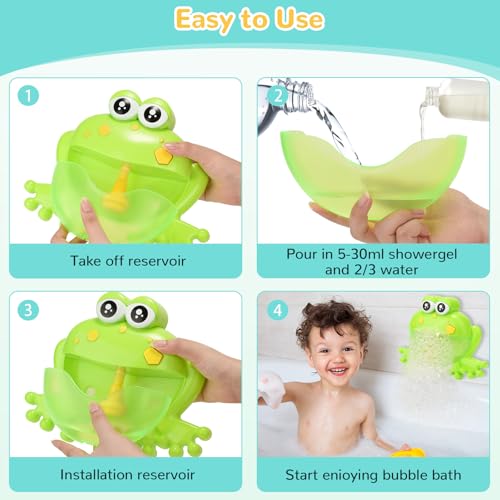 Light Up Baby Bath Bubble Toys,Tub Big Frog Automatic Bubble Maker Blower with 24 Music Baby Fun Shower Toys , for Boys, Girls