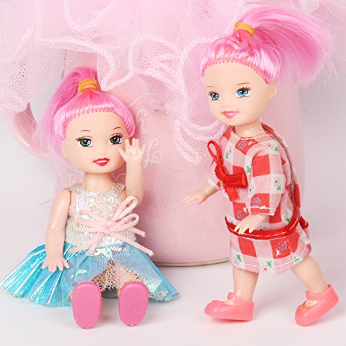 Huang Cheng Toys Pack of 10 Color-hair 4'' Mini Doll with Colorful Clothes Costume - Thumbnail 2