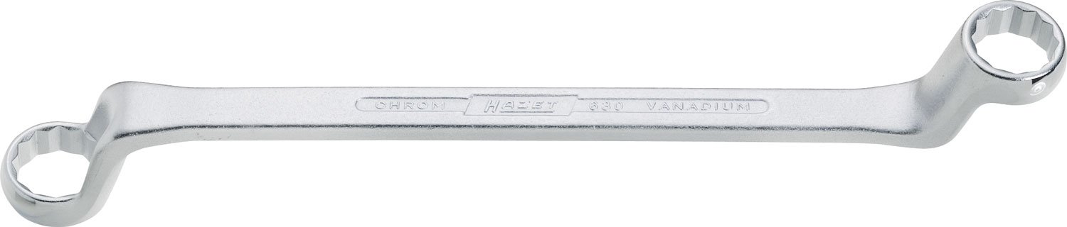 HAZET 630-12X13 220 mm 12-Point Profile Polished Head Double Box-End Wrench - Chrome-Plated