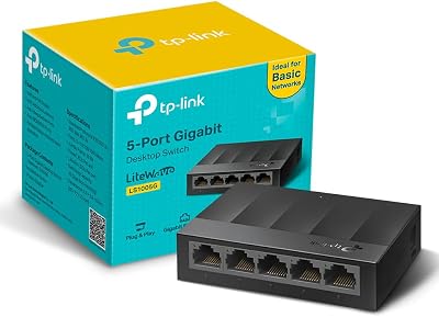 TP-Link LS1005G 5-Port Gigabit Ethernet Switch Hub Plug and Play Plastic Black