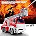 Gizmovine Fire Trucks Toys 1:12 Scale Rescue Fire Trucks with Water Pump, Fire Truck with Lights and Sirens and Extending Rotating Ladder Firefighter Toy Truck Cars for Kids Toddler