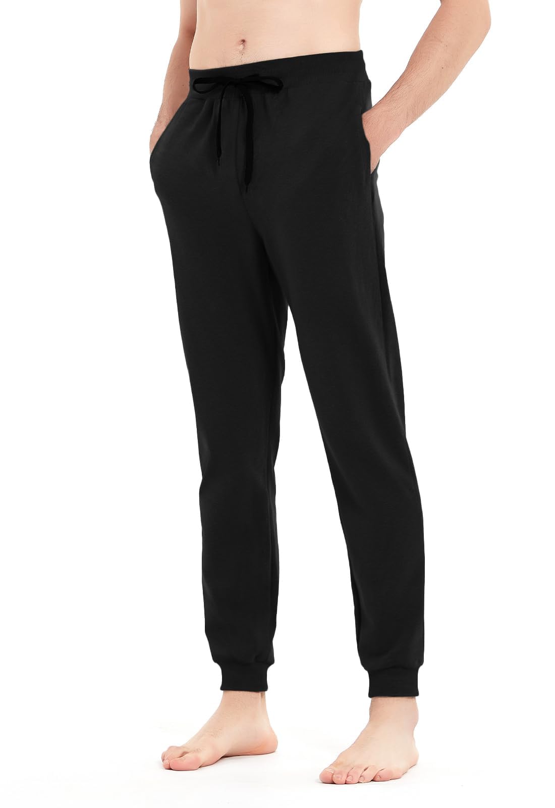 Idtswch 32 Inseam Mens Tall Sweatpants Extra Long Joggers Mens Tall Athletic Pants with Zip Pockets Black Image