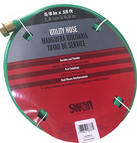 Swan Products SN58R015 Lightweight Leader Hose Reel Connector Garden Hose 15 ft, 5/8" diameter, Green