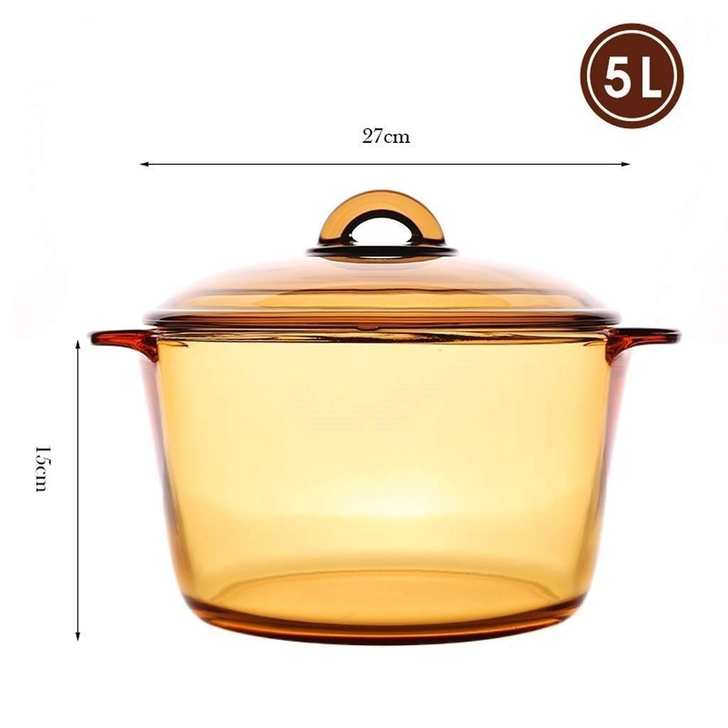 HIZLJJ - Cacerola redonda de cristal transparente con tapa para ...