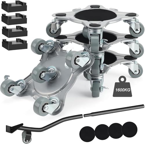 Dsocool Furniture Mover Dolly With 5 Wheels, 4 Pack Moving Dolly, 1600Kg Load Capacity 360° Rotation Lifter Set For Heavy Refrigerator Sofa Cabinet