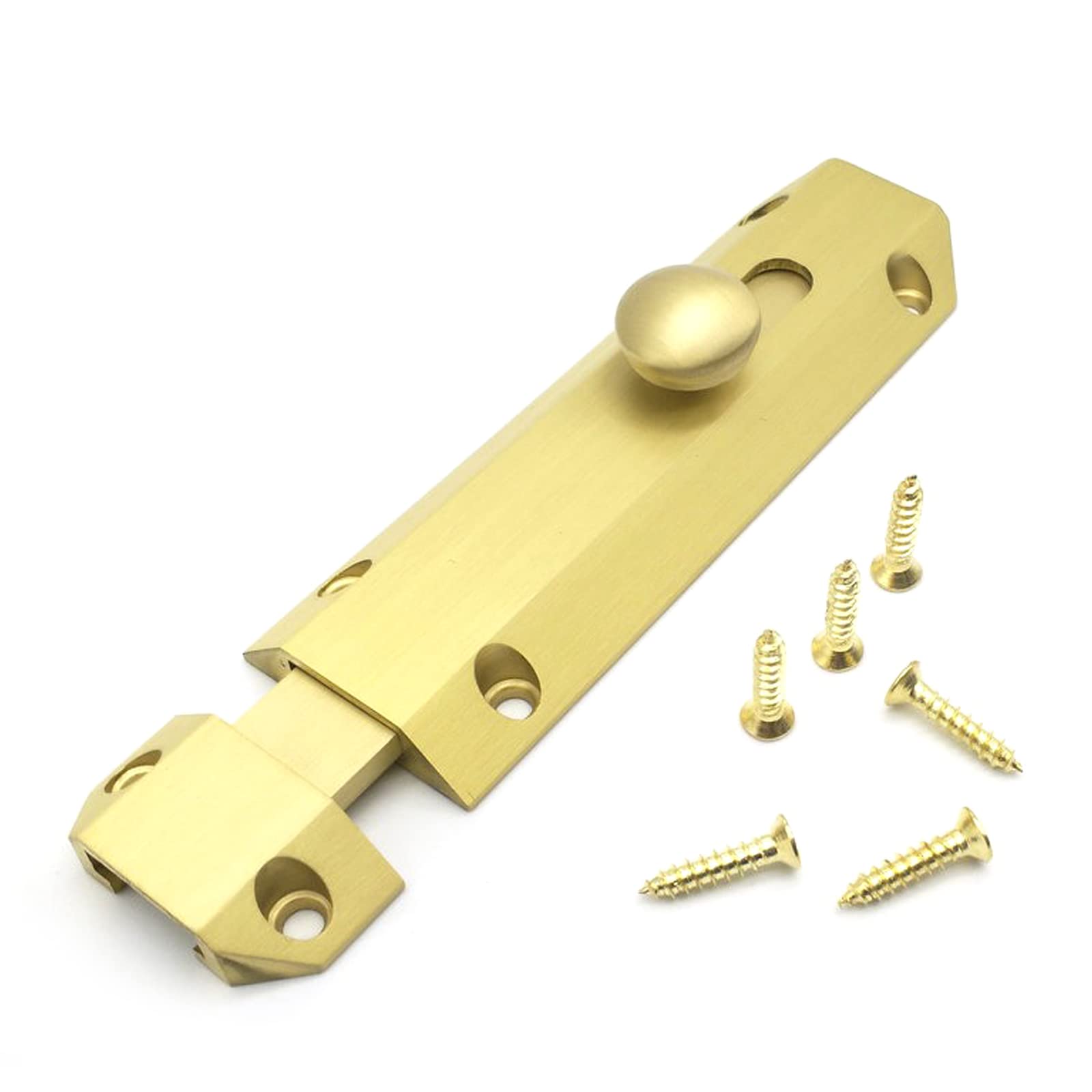Zhi Jin Door Lock, Stainless Steel Bolt Lock Surface Mounted Sliding Door Lock, Gate Latch Lock for Bedrooms/Bathrooms/Cupboards/Pet Gate and Storage Units(Gold), 3.6*1.2Inch