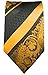 Paul Malone Gold and Black Silk Tie and Pocket Square Red Line