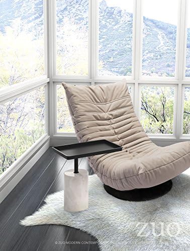 DESSIE BLACK &amp; WHITE MARBLE TOP IRON BASE ACCENT TABLE