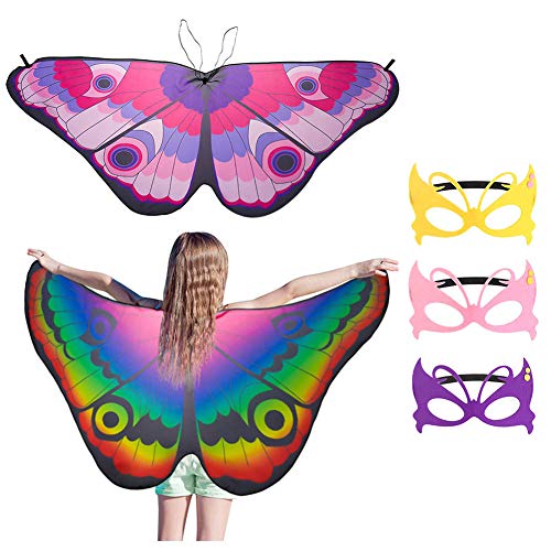 Butterfly Costumes For Boys - BKpearl 2 Pcs Kids Butterfly Wings, Fairy Butterfly Shawl and Mask for