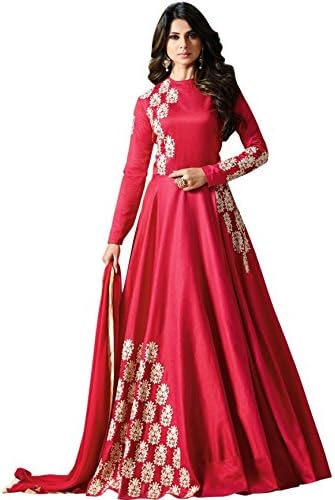MONIKA SILK MILL Women's Silk Dress Material (SASUNDAY-1285P_Pink_Free Size)