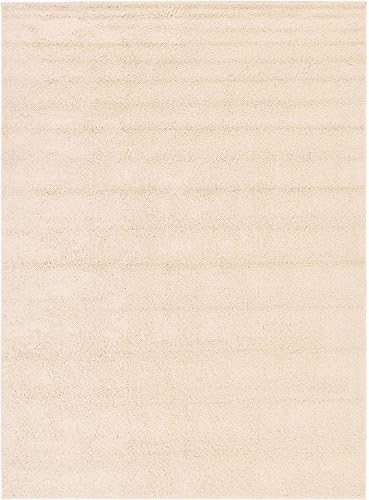 Solid Plush 9' 10 x 13' 0 Solid Shag Cream Rug