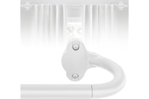 JRZOO Wrap Around Curtain Rod 18-45 Inch(1.5-3.75 Feet), 5/8'' Adjustable Heavy Duty Blackout Drapery Rod, Curved Ceiling Mount Room Darkening Curtain Rods for Windows, White