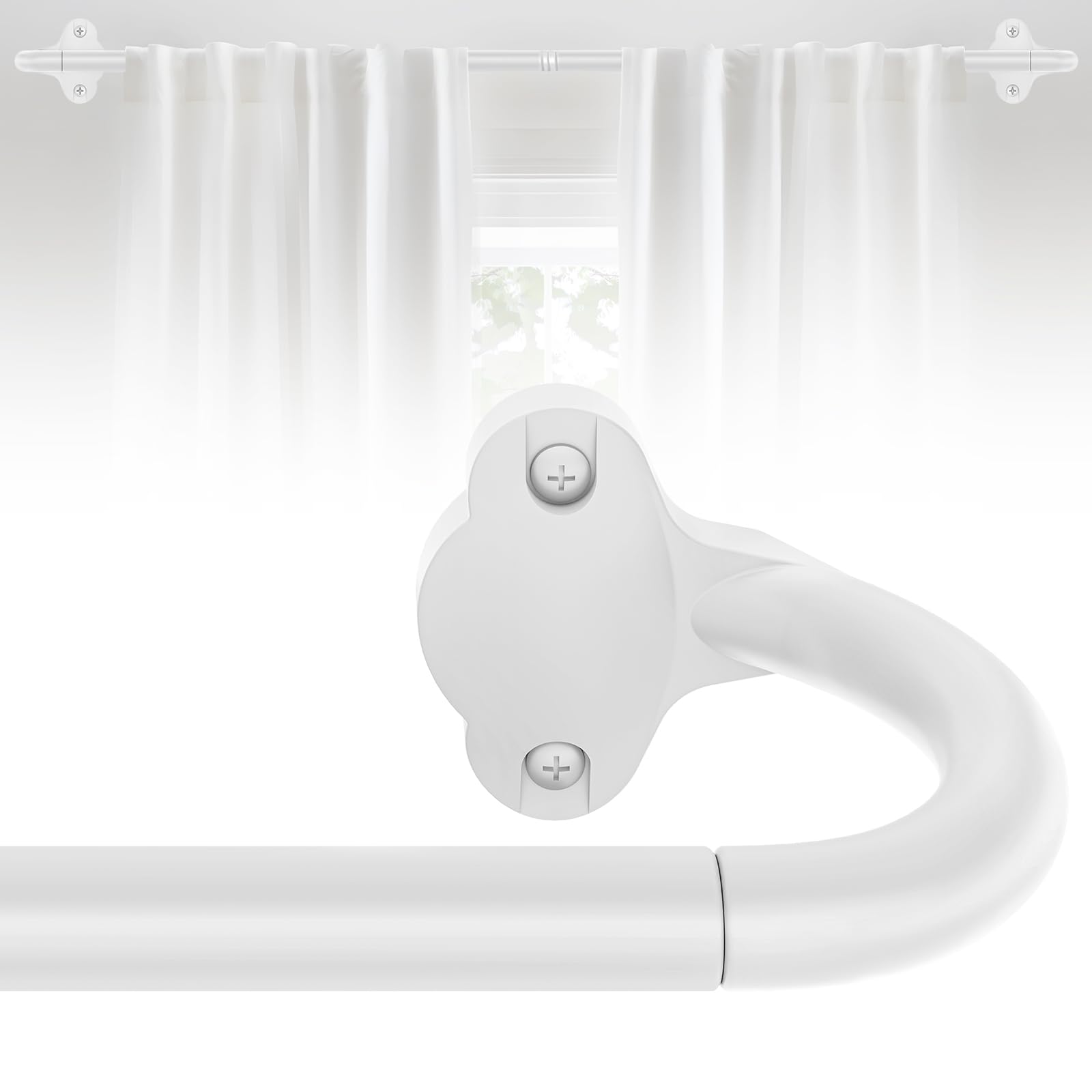 Photo 1 of JRZOO Wrap Around Curtain Rod 30-45 Inch(2.5-3.75 Feet), 5/8'' Adjustable Heavy Duty Blackout Drapery Rod, Curved Ceiling Mount Room Darkening Curtain Rods for Windows, White