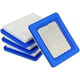 4 Pack 491588S Air Filter Replace for Briggs Stratton 491588 4915885 Flat OEM Air Cleaner Cartridge, Lawn Mower Air Filter