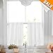 Lazzzy White Cafe 36 Inch Waffle Textured Tier Curtains for Bathroom Half Window and Living Room Bedroom Light Filtering Drapes Rod Pocket 2 Panels