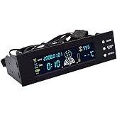 SaiDian 1Pcs 5.25 inch Fan Speed Controller Computer Temperature Sensor LCD Date Time Display PC Bay Front Panel