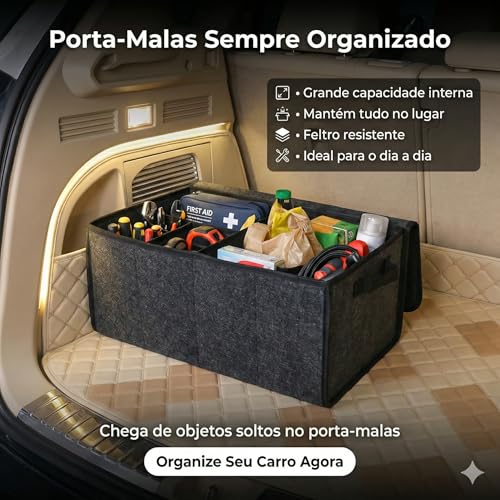 Organizador De Porta-Malas Premium Em Feltro Cinza, Grande Capacidade, Antiderrapante, Dobrável, Portátil Com Alça, Para Armazenar Ferramentas, Brinquedos, Acessórios E Viagens, Marca VARENZIA