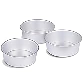 HomeMall 6 x 3 Inch Round Cake Pan Set of 3, Aluminum Baking Pans for Layer Cakes, Birthday Anniversary, Heavy Duty Non-Stick & Oven Safe, Commercial Grade Baking Tools for Home Kitchen