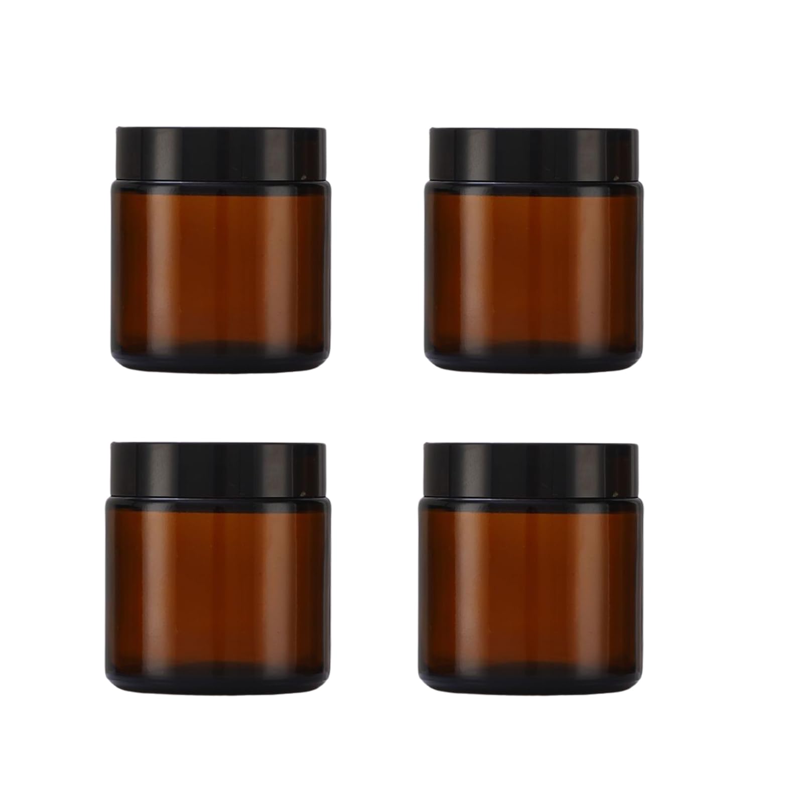 Photo 1 of Oidium 4 oz Glass Jars with Lids,(4-Pack) Amber Glass Jars,Lotion Container with Black Lid For Body Butter,Powder, Ointment,Lotion,etc (Amber color?4oz plastic lid ?)