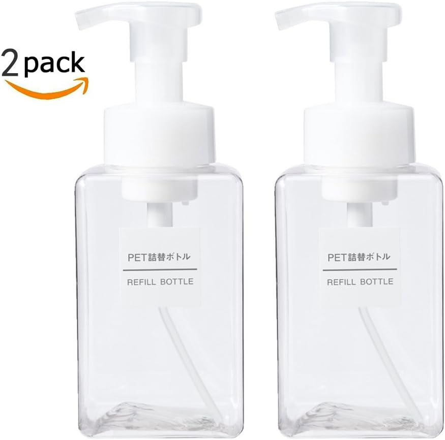 Soap Foam Dispensers Pump Bottles for Foaming Soap,400ml (13.5oz) for Kitchen or Bathroom Countertops and for hand soap Facial Cleanser Body Wash --Set of 2 (Transparent)