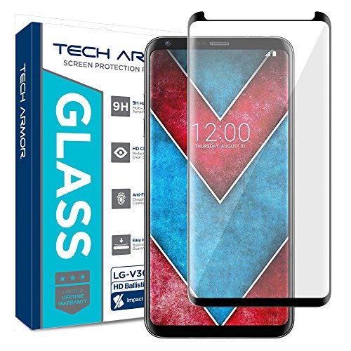 Tech Armor 3D Curved Ballistic Glass Screen Protector for LG V30 (Black