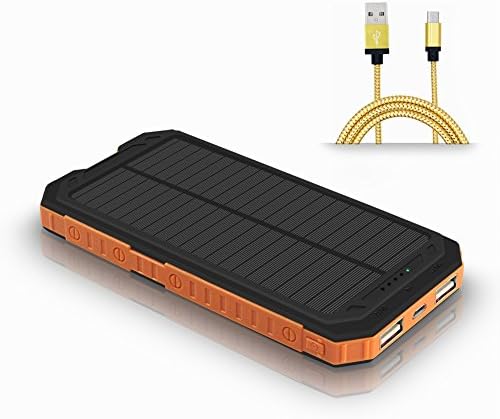 Solar Charger for Cell Phone Solar Charger Ultra thin Solar Charger Ultra-light Solar Power Bank Portable Power Bank External battery 10000mAh Solar Charger (Orange)