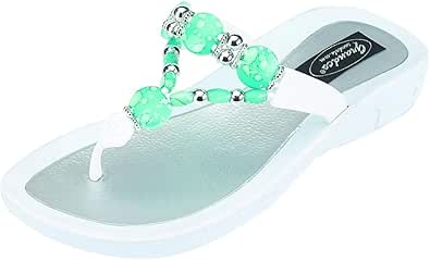Amazon.com | Grandco Women's Triumph Thong White Sandal 6 M US | Flip-Flops
