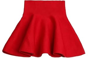 Mesinsefra Little Big Girls' High Waist Knitted Flared Pleated Skirt Casual