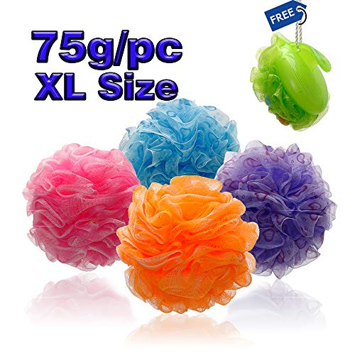 NWPTR Loofah Bath Sponge Swirl Set XL 75g Extra Large Mesh Pouf 4 Pack Color Swirls Loofah Bath Exfoliating Sponge Swirl Set XL 75g Shower Sponge 75g Shower Loofah