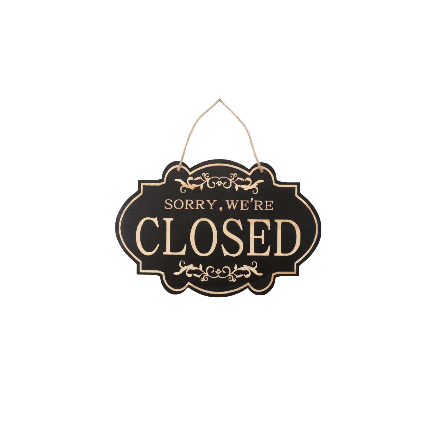 Luckious Open and Closed Sign - Double Sided Reversible "Come in We're Open" and "Sorry We're Closed" Sign, Store Hanging Sign for Business Door, Restaurant, Club, Cafe, Hotel, Black-laser