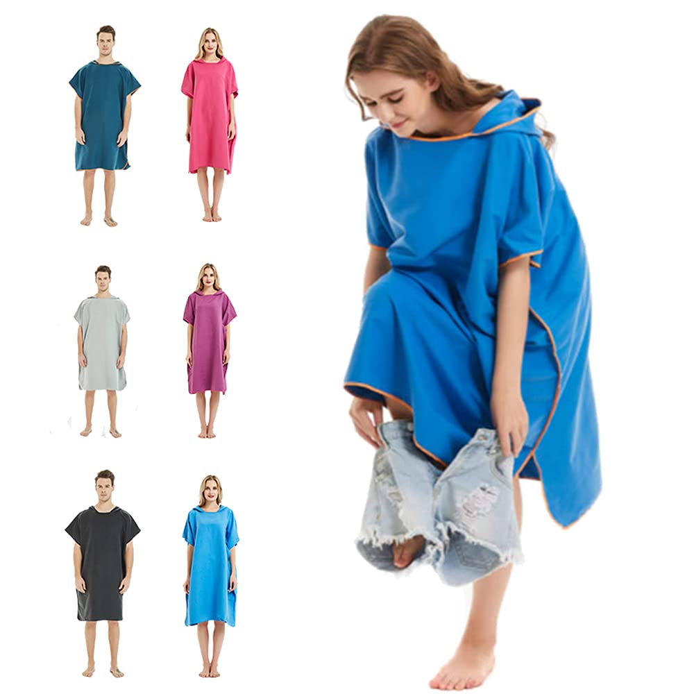 willceal Changing Robe Towel with Hood for Surfing Open Water Swimming Microfiber Wetsuit Changing,Quick Dry& Light Weight,One Size Fit All (Sapphire)