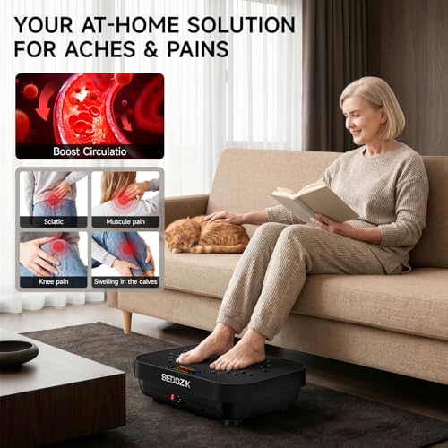 SEDOZIK Vibration Plate Exercise Machine, Vibration Plate for Lymphatic Drainage Weight Loss, 450 Lbs Capacity Full Body Vibrating Platform Workout Equipment with Bluetooth for Home Women Men, Black