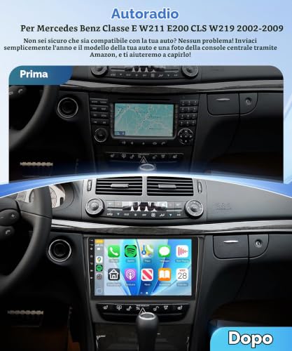 VECHTEL 8 Core Q-Snapdragon 4G+64G Android 15 Car Radio for Mercedes-Benz E-Class W211 S211/CLS Class C219 2005-2008, 9 Inch IPS Screen Tactile Carplay Android Car GPS WiFi DSP Bluetooth FM/RDS Camera
